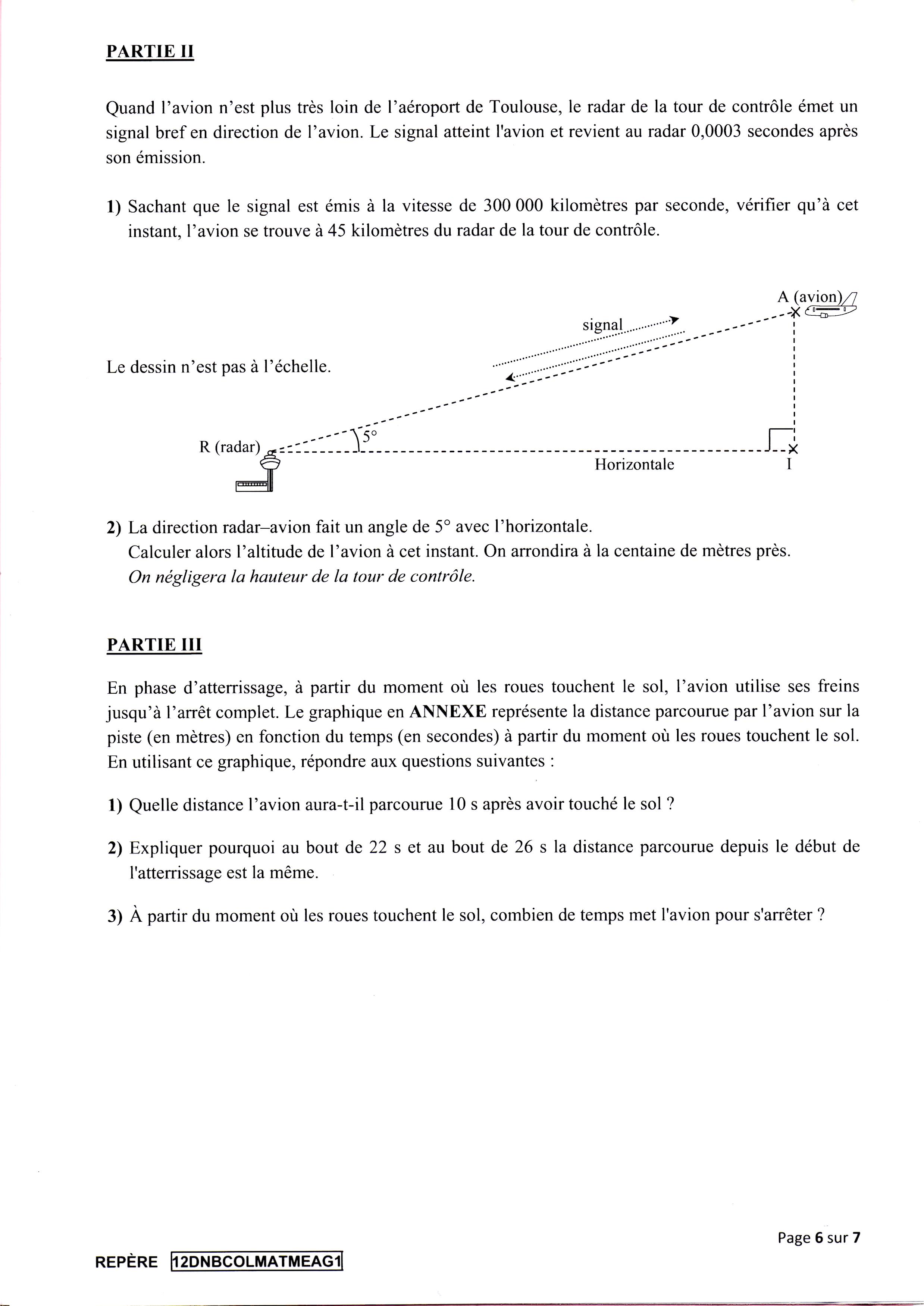 Brevet De Mathematiques Juin 2012 Sujet Et Corrige College Sully